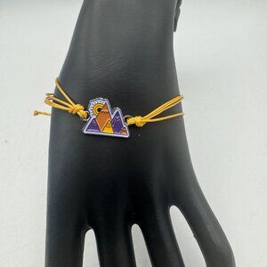 Adjustable Mountain Charm Bracelet Yellow Cord  Nature Inspired